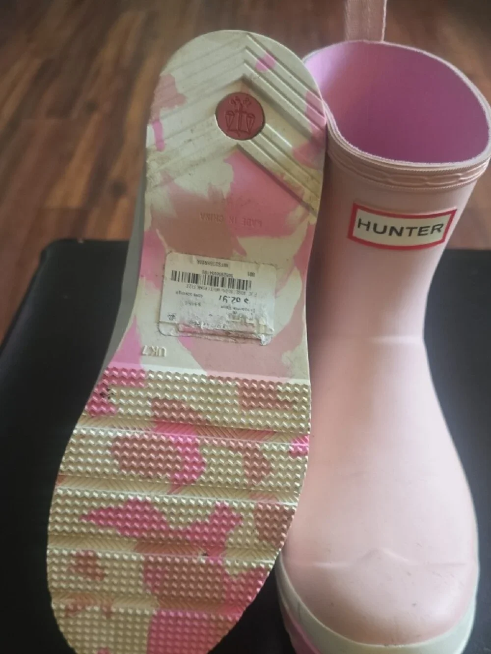 Hunter Pink and Light Green Girls' Rain Boots